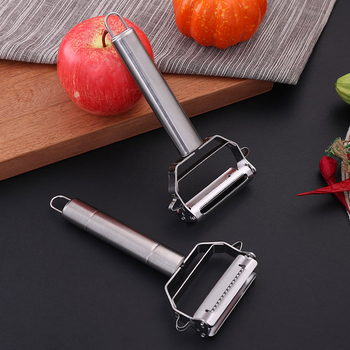 Rozsdamentes acélból készült kétfejű reszelő és 3-in-1 hámozó – konyhai eszköz gyümölcsökhöz és burgonyához