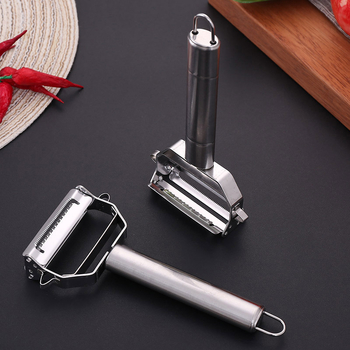 Rozsdamentes acélból készült kétfejű reszelő és 3-in-1 hámozó – konyhai eszköz gyümölcsökhöz és burgonyához