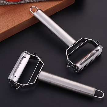 Rozsdamentes acélból készült kétfejű reszelő és 3-in-1 hámozó – konyhai eszköz gyümölcsökhöz és burgonyához