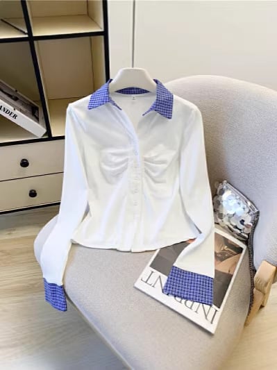 Košulja s polo ovratnikom, bez rukava, 3D uzorak, cardigan stil, japanski retro, uski kroj, obična duljina, mješavina poliester-pamuk (95%+ pamuka)