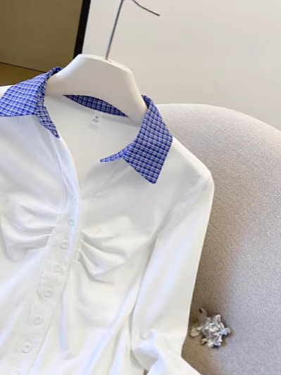 Košulja s polo ovratnikom, bez rukava, 3D uzorak, cardigan stil, japanski retro, uski kroj, obična duljina, mješavina poliester-pamuk (95%+ pamuka)
