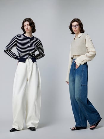 Traperice uskog kroja s visokim strukom, pamuk 90–95%, Cowboy Cloth tkanina