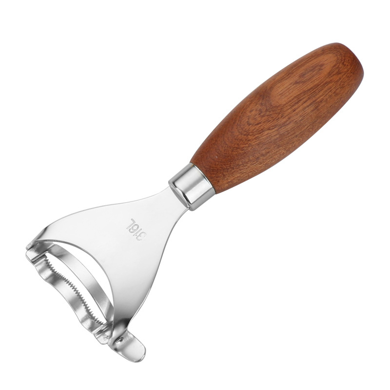 Kukoricahámozó eszköz, hordozható konyhai használatra, 316-os rozsdamentes acél, fa fogantyú, kézi működtetés, többfunkciós