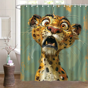 Душ завеса и преградна завеса за баня, полиестер, модерен минимализъм, животински принт, монтаж без пробиване, възможност за печат на лого
