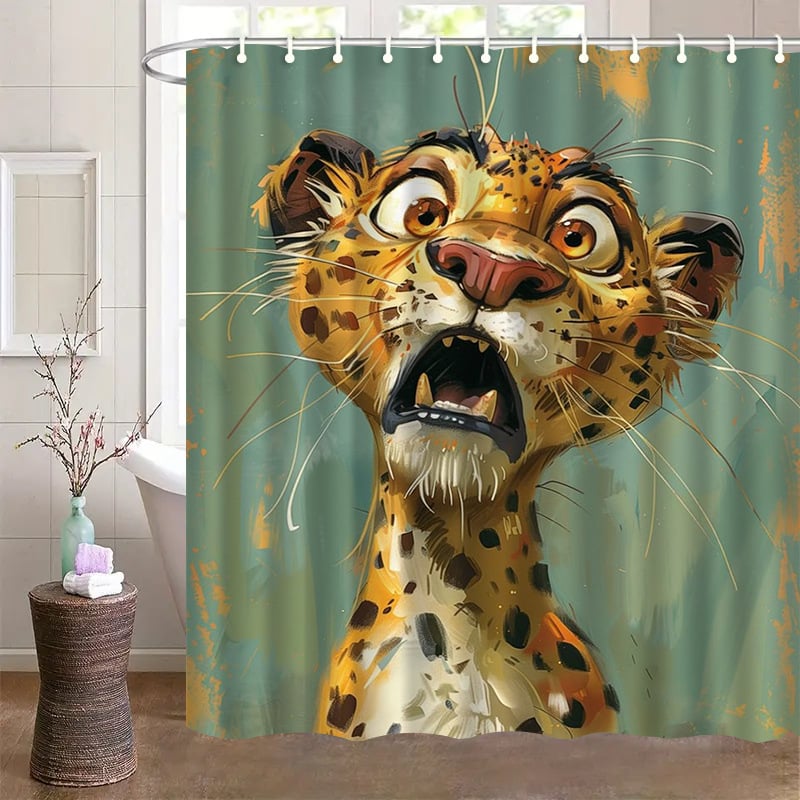 Душ завеса и преградна завеса за баня, полиестер, модерен минимализъм, животински принт, монтаж без пробиване, възможност за печат на лого