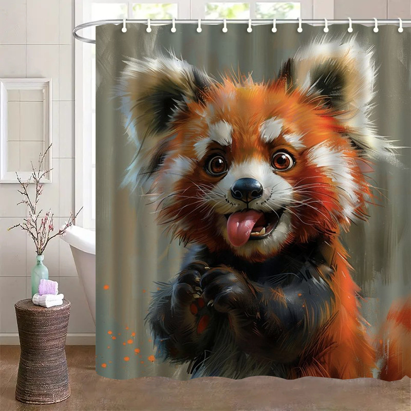 Душ завеса и преградна завеса за баня, полиестер, модерен минимализъм, животински принт, монтаж без пробиване, възможност за печат на лого