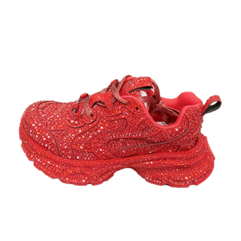 Ženske chunky tenisice s dijamantnim uzorkom, niski gornji dio, vezanje, povećanje visine 3-5 cm, gornji dio: koža prve klase + umjetna koža + tekstil, potplat od gume injekcijski oblikovan