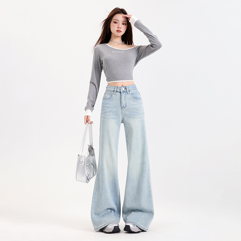 Női magas derekú stretch farmer, bootcut/flare, 70–80% pamut, hosszúság a padlóig, tavasz 2025