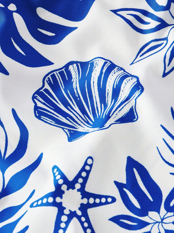 Koreai stílusú basic ing, V-nyakú, rövid ujjú smockinggal, virágmintás poliészter anyag (95%+)