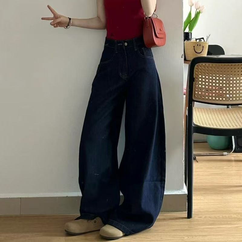 Traperice širokih nogavica s visokim strukom, denim, 50–70% pamuka, jesen 2024