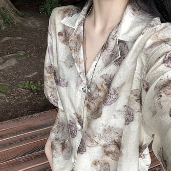 Košulja od Tencela s kratkim rukavima, pamuk-poliester smjesa, ovratnik Lapel, japansko-korejski opušten stil