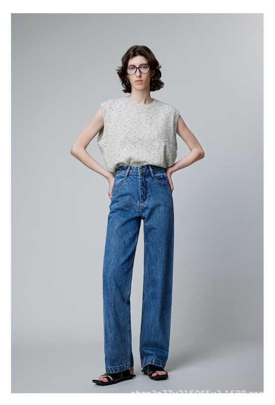 Traperice, ravni kroj, visok struk, denim, 95% pamuk, srednja debljina, jesen 2024