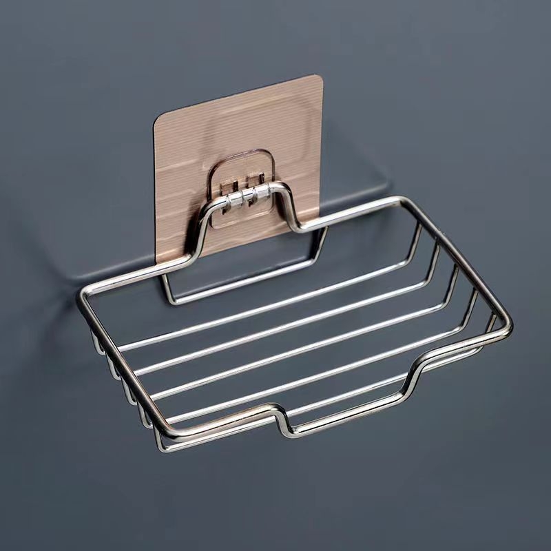 Nemes acélból készült szappantartó lefolyóhálóval, falra szerelhető, szívókoronggal, egyrétegű