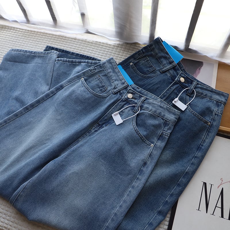 Traperice od denima visokog struka i ravnog kroja, 95% pamuk, jesen 2024