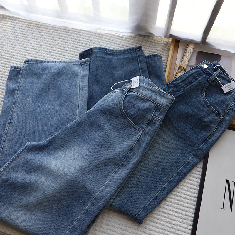 Traperice od denima visokog struka i ravnog kroja, 95% pamuk, jesen 2024