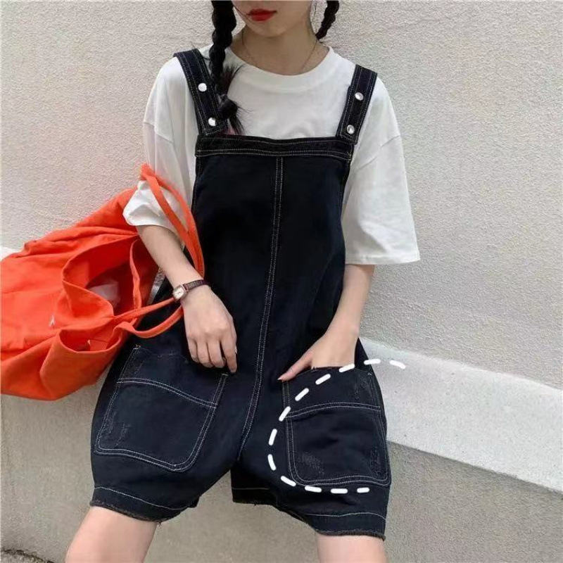 Ženski denim overal s visokim strukom, širokim nogavicama, dužina do poda, retro stil
