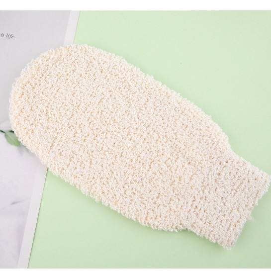 Fürdőkesztyű bambuszrostból és pamutból, Shu rui san yue márka, 500 darab egy dobozban, testreszabás elérhető