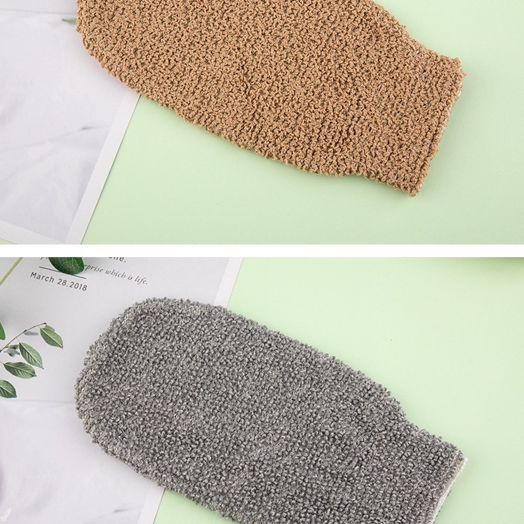 Fürdőkesztyű bambuszrostból és pamutból, Shu rui san yue márka, 500 darab egy dobozban, testreszabás elérhető