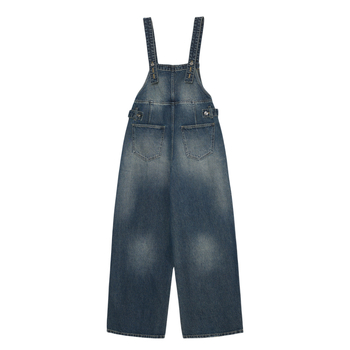 Ženski denimski overal u retro stilu, podesiva struka, široke nogavice, duljina do poda