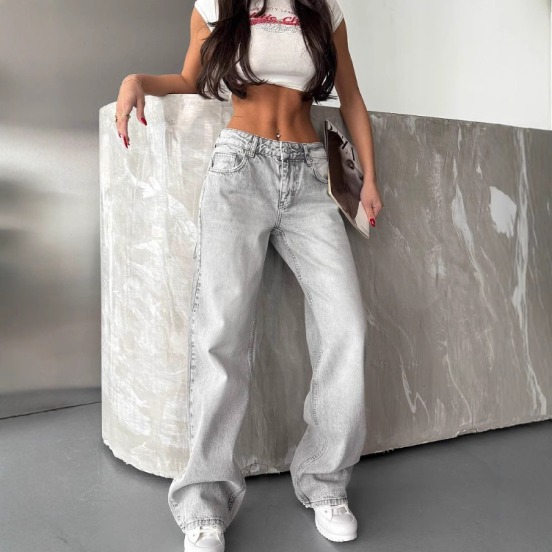 Traperice, visokog struka, široke nogavice, pocepan dizajn, mikroelastičan denim s 95% pamuka