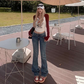 Jeansi de croială largă, uzură, fermoar, stil casual