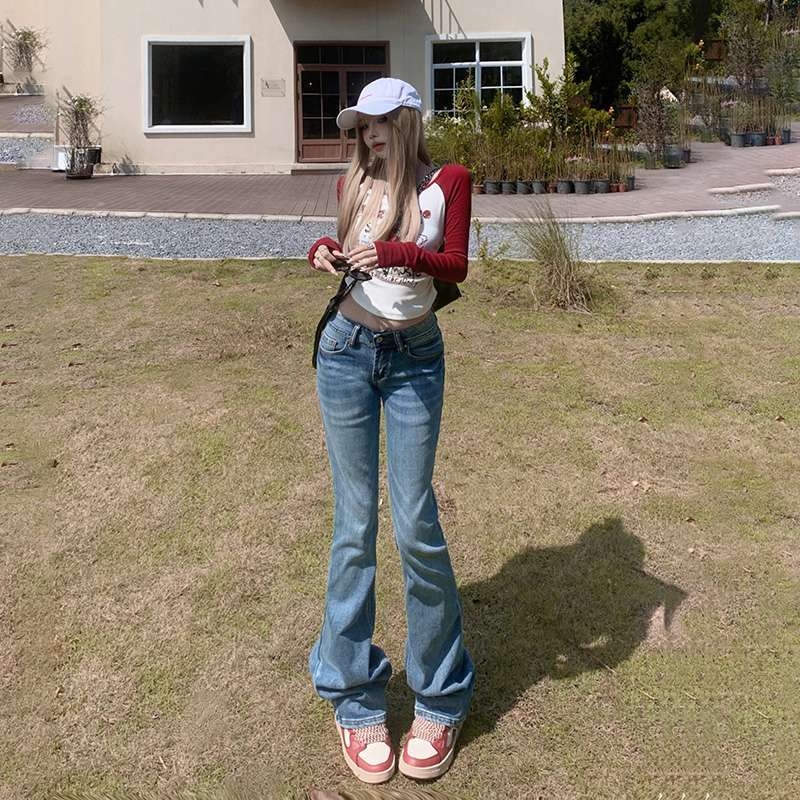 Jeansi de croială largă, uzură, fermoar, stil casual