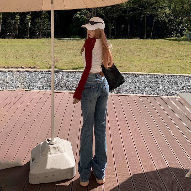 Jeansi de croială largă, uzură, fermoar, stil casual