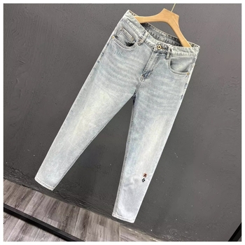 Muške traperice ravnog kroja, elastične, cropped duljina, pamuk denim, srednji pojas