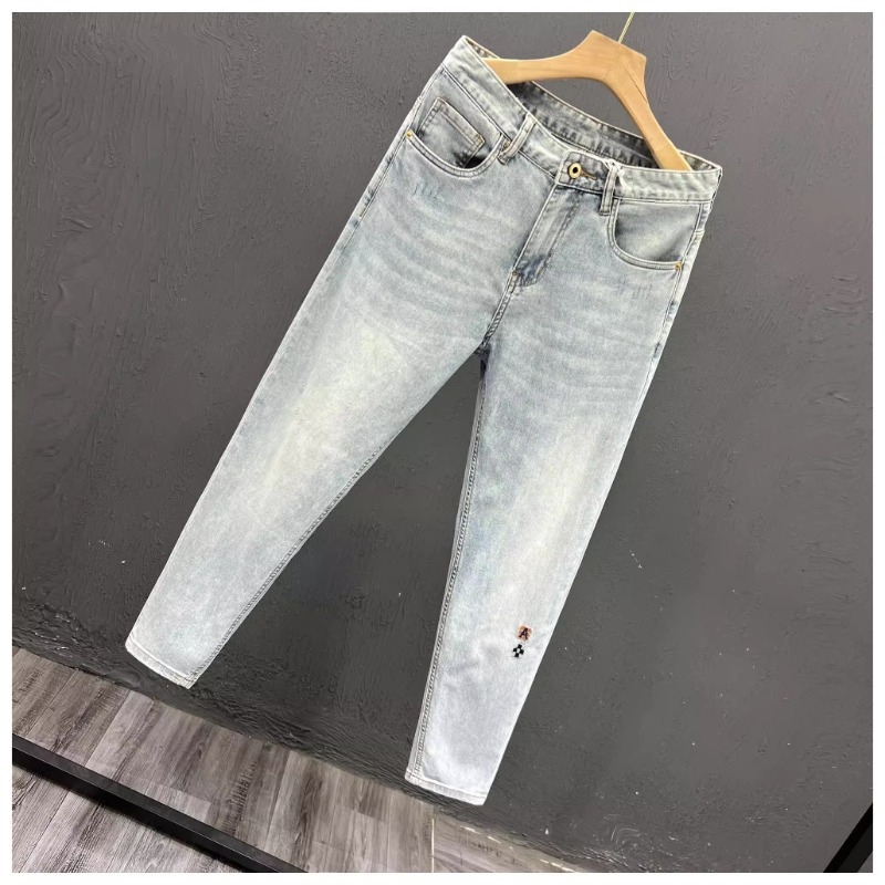 Muške traperice ravnog kroja, elastične, cropped duljina, pamuk denim, srednji pojas