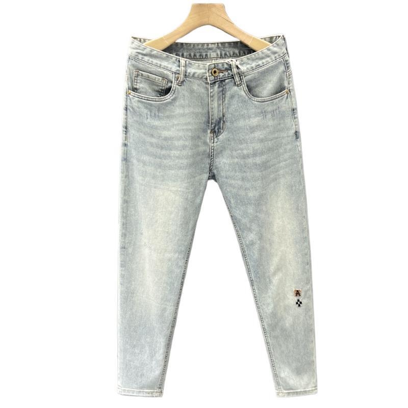 Muške traperice ravnog kroja, elastične, cropped duljina, pamuk denim, srednji pojas