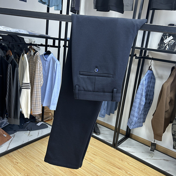 Muške casual hlače - uski straight kroj, srednji porast struka, zatvarač, Modal tkanina s miješanim kemijskim vlaknima (30%)