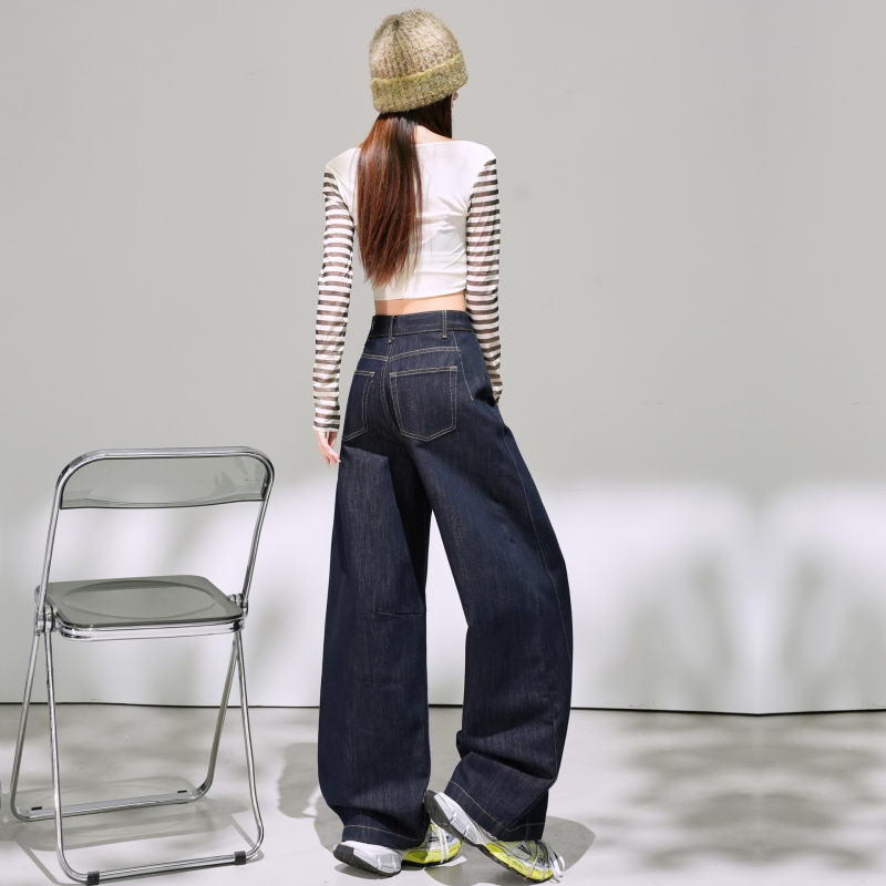Ženske traperice visokog struka, širokih nogavica, do poda, denim; 50-70% pamuk, 30-50% drugi materijal