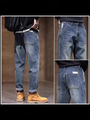 Muške traperice skraćene dužine ravnog kroja, pamuk-denim, srednji pojas, pranje vodom