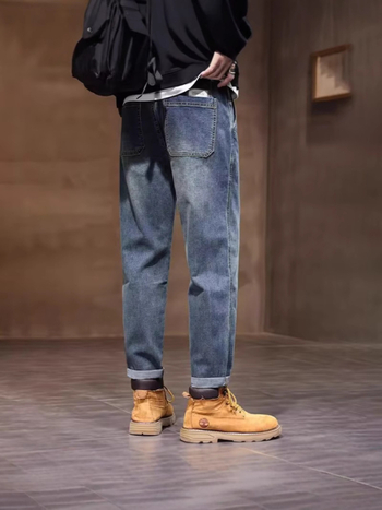 Muške traperice skraćene dužine ravnog kroja, pamuk-denim, srednji pojas, pranje vodom