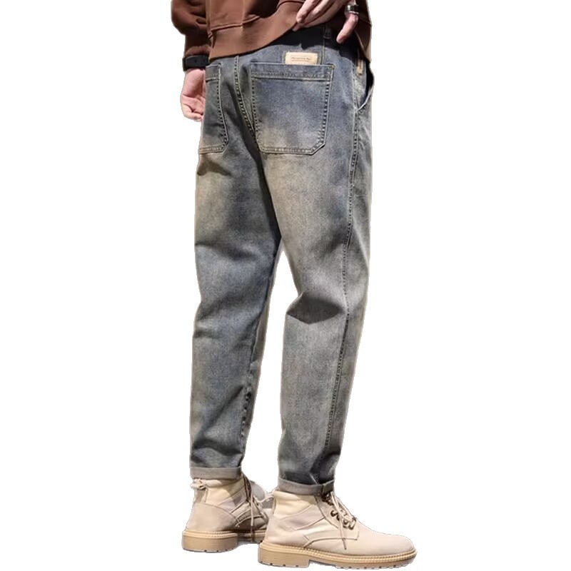 Muške traperice skraćene dužine ravnog kroja, pamuk-denim, srednji pojas, pranje vodom
