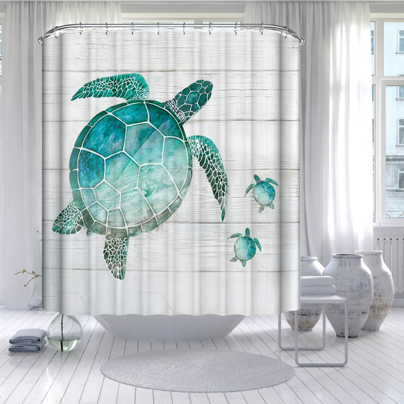 Комплект душ завеса и килим за баня с дизайн на костенурка; полиестер; персонализирана обработка; марка Dongfei