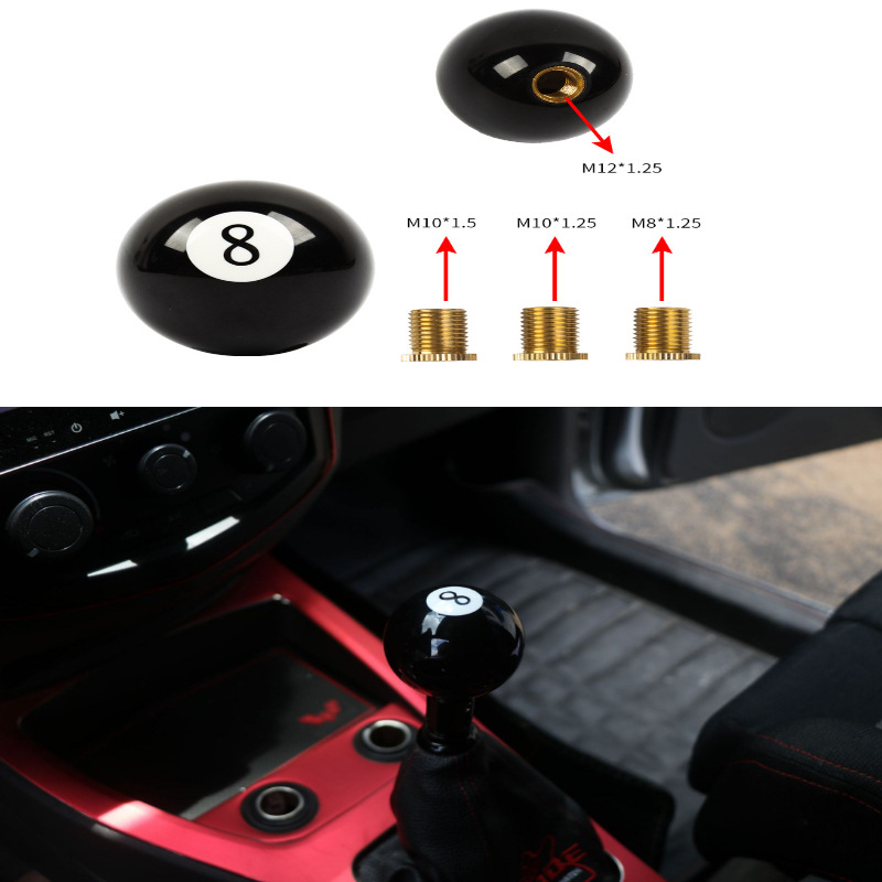 Crna glavica mjenjača za automobil s motivom 8-ball