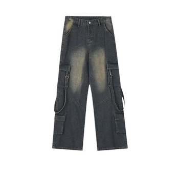 Traperice - ravni kroj, srednji porast, pamuk denim 75%, ručno crtani detalji, zatvarač, za proljeće i jesen