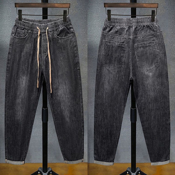 Muške traperice s elastičnim pojasom, ravni kroj (pamuk-denim, srednja visina struka, prednji zatvarač)