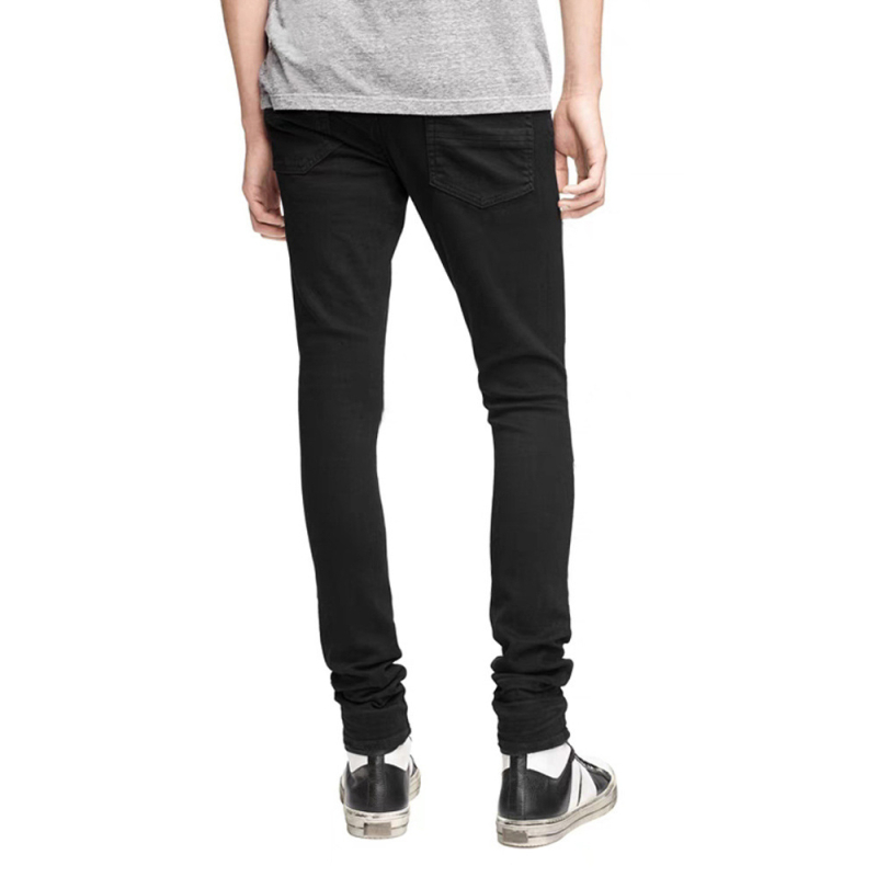 Muške traperice, poderane, srednji pojas, uski kroj, stil olovka nogavica, pamuk denim