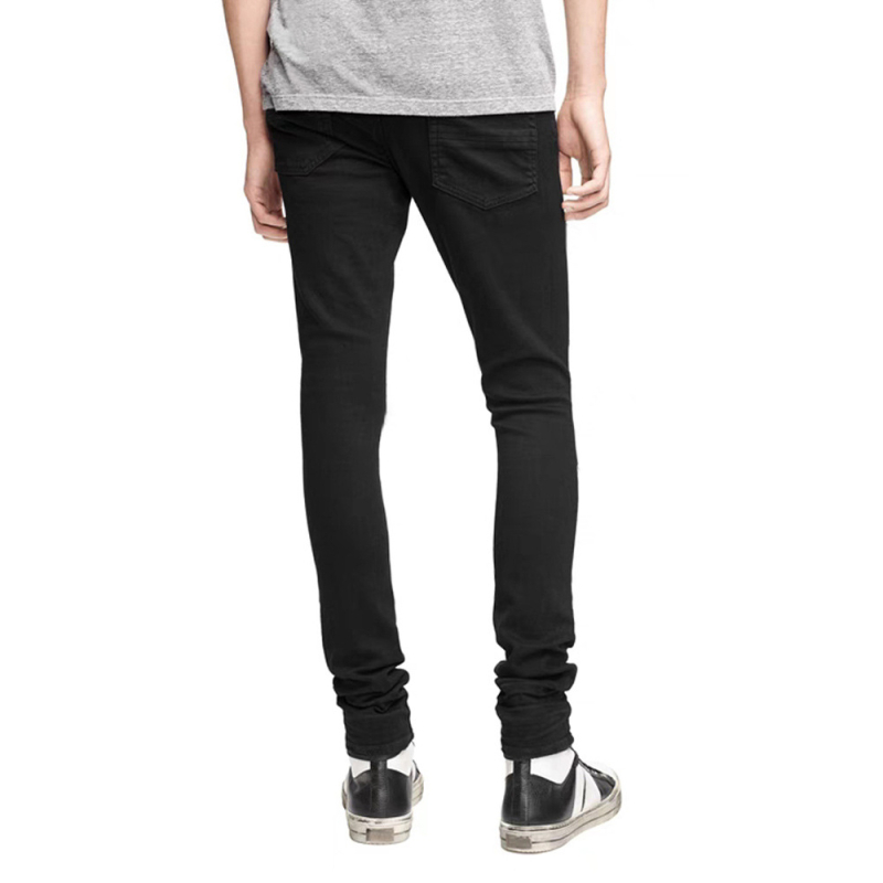 Muške traperice, poderane, srednji pojas, uski kroj, stil olovka nogavica, pamuk denim