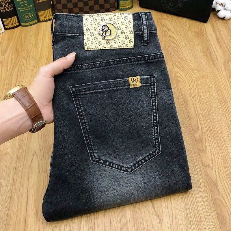 Muške retro traperice, slim fit, mikroelastične, ravne nogavice, zatvaranje zipom, četiri sezone