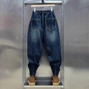 Férfi farmer nadrág, lazább szabás, középső derekú, Cowboy poliészter anyag (Tavasz 2025)