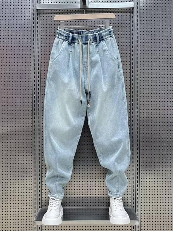 Férfi farmer nadrág, lazább szabás, középső derekú, Cowboy poliészter anyag (Tavasz 2025)