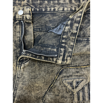 Muške traperice ravnog kroja, hip-hop stil, denim od pamuka, srednji struk, zatvarač