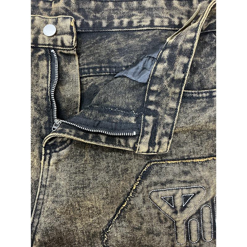 Muške traperice ravnog kroja, hip-hop stil, denim od pamuka, srednji struk, zatvarač