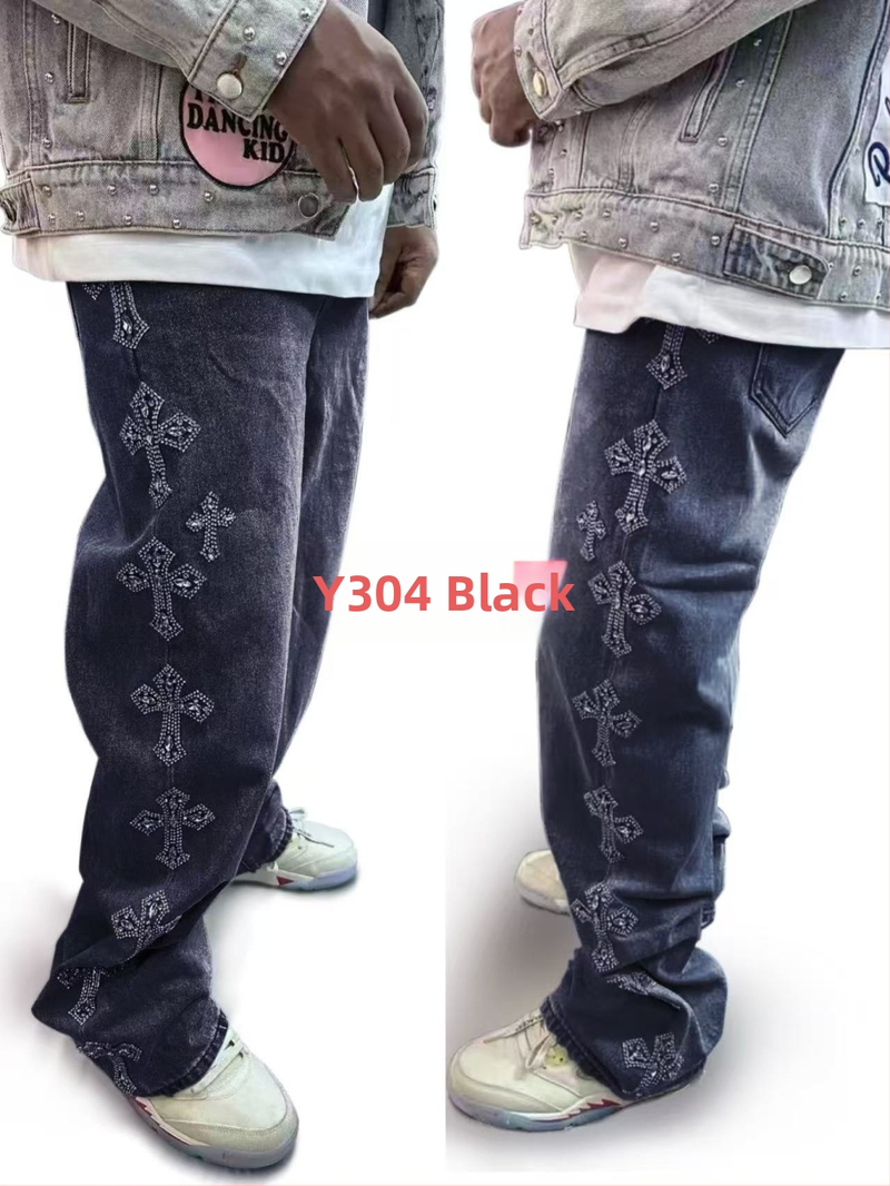 Traperice - high street stil, labavo ravne krojene, srednji pojas, otvaranje na gumbe, pamuk denim.