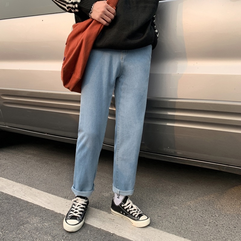 Korejskog stila uske denim traperice, srednji struk, 75% pamuk, zatvarač