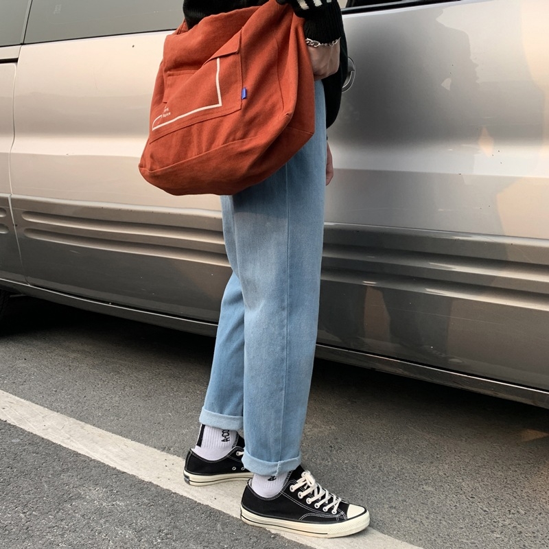Korejskog stila uske denim traperice, srednji struk, 75% pamuk, zatvarač