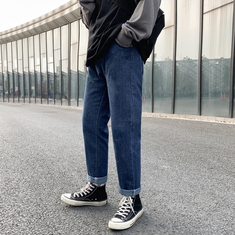 Korejskog stila uske denim traperice, srednji struk, 75% pamuk, zatvarač